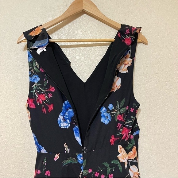 Parker Floral Print Sleeveless Asymmetrical Ruffle Hem Midi Dress Size Medium - Picture 9 of 12
